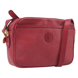 Sac à épaule GUCCI en cuir rouge et or Auth 199603