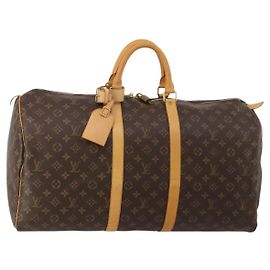 LOUIS VUITTON Monogram Keepall 55 Boston Bag M41424 LV Auth 198304V