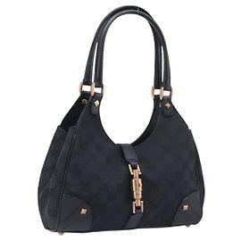 Borsa a mano GUCCI GG Canvas Jackie in pelle nera 124409 Auth yk20807V