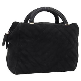 Borsa PRADA Suede Black Gold Auth 197809