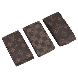 LOUIS VUITTON Monogram Damier Ebene Etui Cigarette Case 3 Set LV Auth BA14540