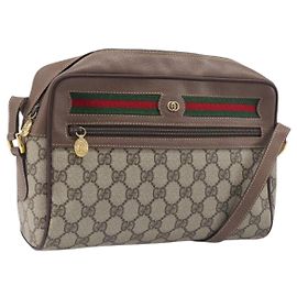 Sac GUCCI GG Supreme Web Sherry Line PVC Beige Gold 001 113 6472 Auth 199679