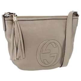 Borsa a tracolla GUCCI Soho in pelle Beige Gold 308361 Auth ka5848V