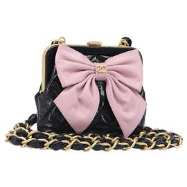Borsa a tracolla CHANEL Chain Matelasse in pelle verniciata Nero Oro CC Auth 195256M