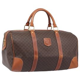 Céline CELINE Macadam Boston Bag PVC Leder Braun Goldton Auth 196408A