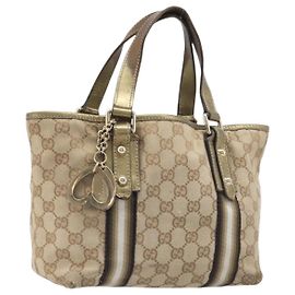 Borsa a mano GUCCI GG Canvas Beige Tono Oro 139261 Auth 200155