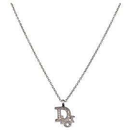 Collana Christian Dior metallo Silver Auth ka5906
