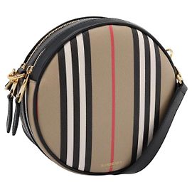 Bolsa BURBERRY Nova Check Icon Stripe Louise Bag PVC 2way Beige 8051846 Auth SW2764M