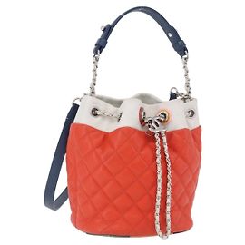 Borsa a spalla con catena CHANEL Matelassé in pelle Caviar 2 vie Rossa Argento CC Auth 197163M