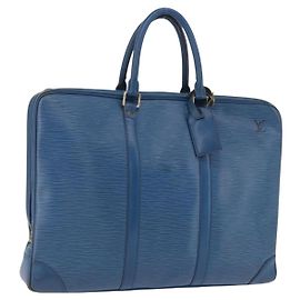 LOUIS VUITTON Epi Porte Documents Voyage Business Bag Blue M54475 LV Auth 199049