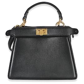 Sac Satchel Fendi Petite Peekaboo I SEE U en Nappa brillant noir