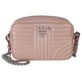 Prada Bolsa Camera Small em Nappa Impunture Diagramme Rosa
