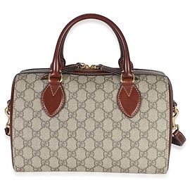 Borsa Boston piccola Gucci in tela GG Supreme marrone