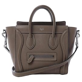 Céline Celine Luggage Nano Leather 2Way Handbag in Brown