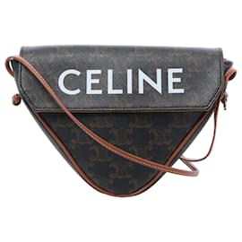 Céline Celine Triomphe Triangle Crossbody Bag aus PVC und Leder in Braun