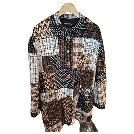 Dolce & Gabbana Patchwork-Tweed-Jacke mit Pailletten und Schmuck
