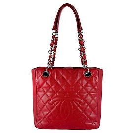 Chanel PST Handtasche aus rotem genarbtem Kalbsleder