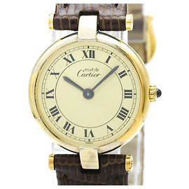 Cartier Must Vendome Vermeil vergoldete Quarzdamenuhr