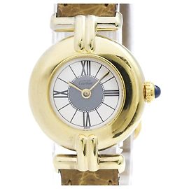 Cartier Must Colisee Gold Plated Leder Quarz Damenuhr