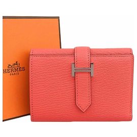 Hermès Cartera tri-fold combinada Hermes Bearn en Rosa