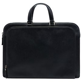 Borsa business Prada Saffiano Cuir nera con tasca frontale con zip per viaggio