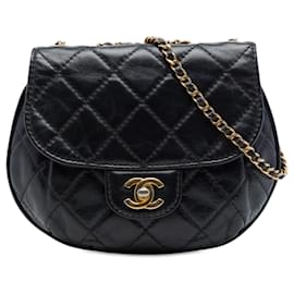 Borsa a tracolla Chanel Small Quilted Glazed Calfskin Bubble CC Flap Nera