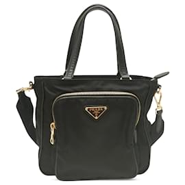 Bolso Satchel Prada de Tessuto con ribetes de Saffiano negro