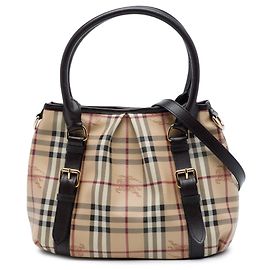 Borsa Northfield Satchel Burberry Small in tela rivestita beige Haymarket Check