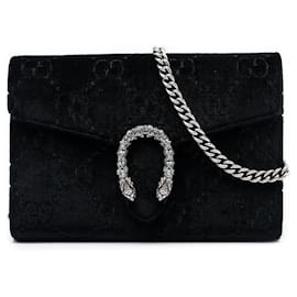 Bolsa Tiracolo Gucci GG Velvet Dionysus Wallet on Chain Preta