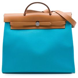 Borsa Hermès Herbag Zip 39 in Toile Verso Blu