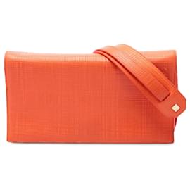 Borsa a tracolla Orange LOEWE in lino e vitello goffrato Anagram Vega