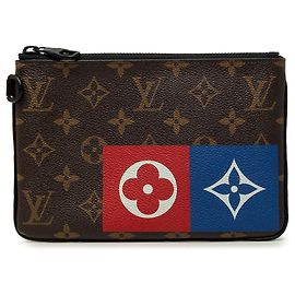 Borsa a pochette Louis Vuitton Monogram Logo Story Zipped Pouch MM Marrone