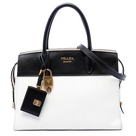 Borsa Esplanade Prada bicolore in Saffiano e City Calf nera