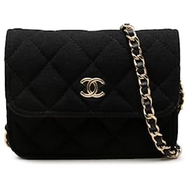 Borsa a tracolla Chanel Mini CC Quilted Jersey VIP Flap Nera