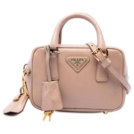 Prada Mini Saffiano Lux Bauletto Satchel Tasche Braun