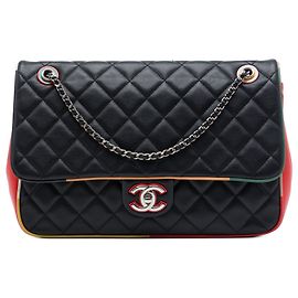 Borsa a tracolla Chanel Jumbo Quilted Lambskin Acrylic Cuba Color Flap Nera