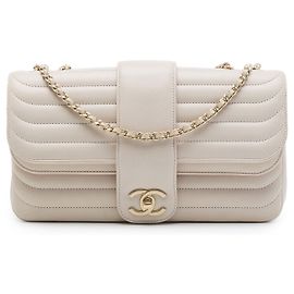 Borsa Crossbody Chanel Medium CC Horizontal Quilted Lambskin Double Flap Marrone