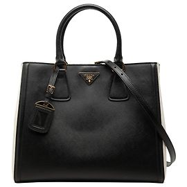 Prada Galleria Medium Bicolor Saffiano Lux Satchel Schwarz