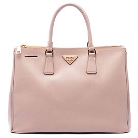 Borsa Prada Large Saffiano Lux Galleria Double Zip Marrone