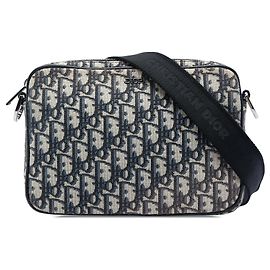 Borsa a tracolla Saddle Triple Pouch in tela Dior Oblique blu