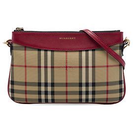 Bolso bandolera Burberry Peyton de lona Haymarket Check beige