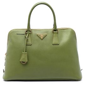 Bolsa Satchel Prada Large Saffiano Lux Promenade Verde
