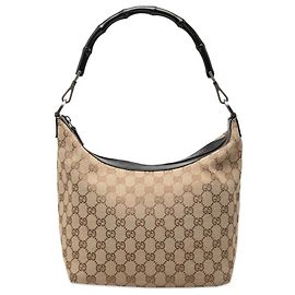Borsa a tracolla Gucci GG Canvas Bamboo Beige