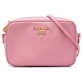 Mini borsa a tracolla Prada Saffiano Lux rosa