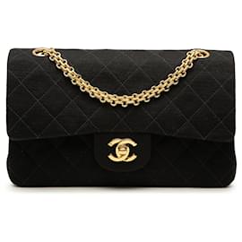 Borsa a tracolla Chanel Small Classic Jersey Double Flap Nera