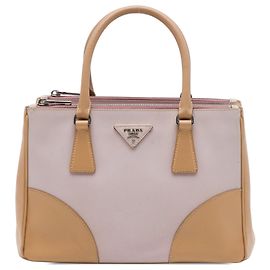 Borsa Prada Galleria Small Bicolor Saffiano Double Zip - Rosa