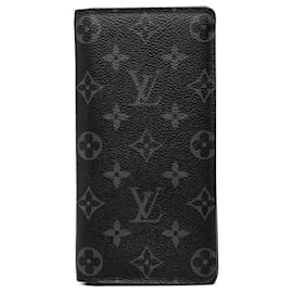 Louis Vuitton Monogram Eclipse Brazza lange Geldbörse schwarz