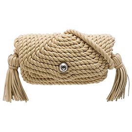 Borsa a tracolla Bottega Veneta Torchon in lambskin intrecciato beige con nappe