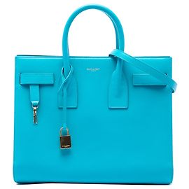 Borsa Sac De Jour Small in pelle blu Saint Laurent