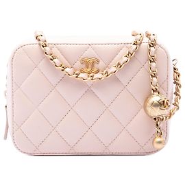 Bolsa Camera Chanel CC Quilted Lambskin Pearl Crush Rosa
